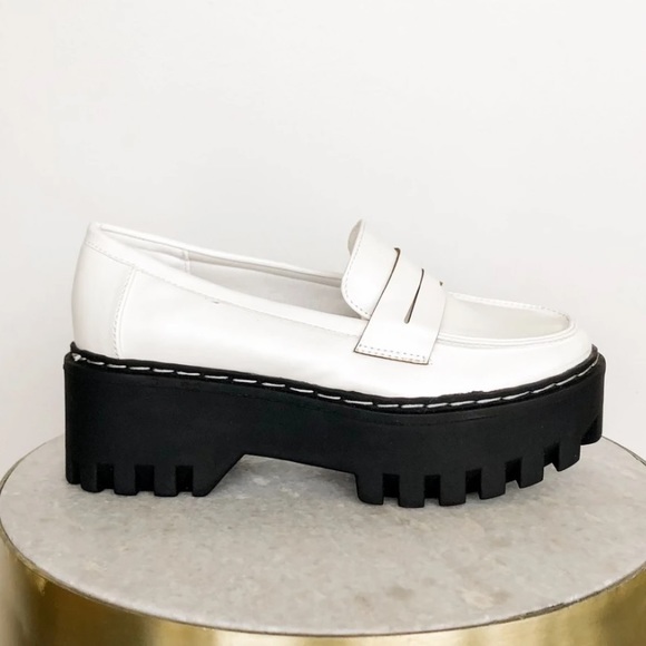 White Chunky Platform Penny Loafers - Picture 5 of 10